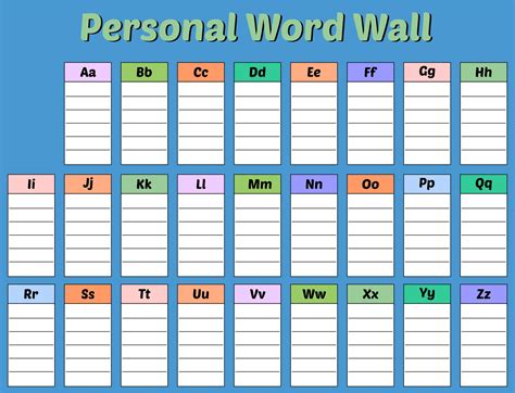 Personal Word Wall Printable Free